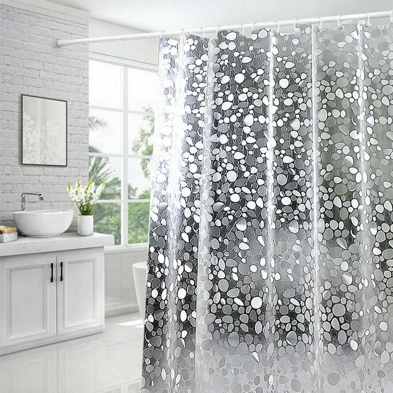 Translucent Heavy Duty Shower Curtain Liner with 3D Pebble Pattern