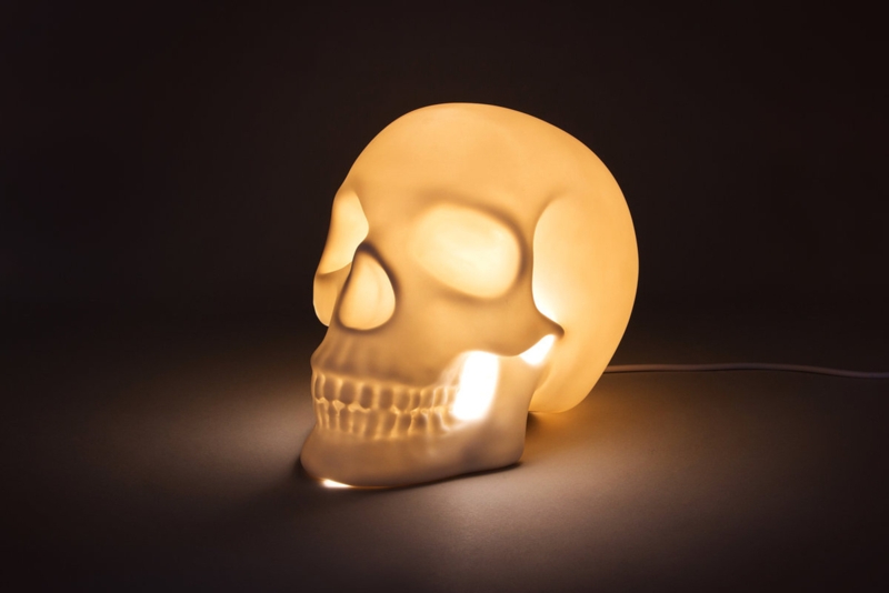 Translucent Matte Table Lamp with Anatomical Skull Detail