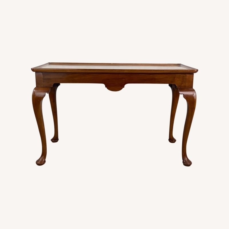 Tray Top Console Table with Scalloped Apron and Cabriole Legs