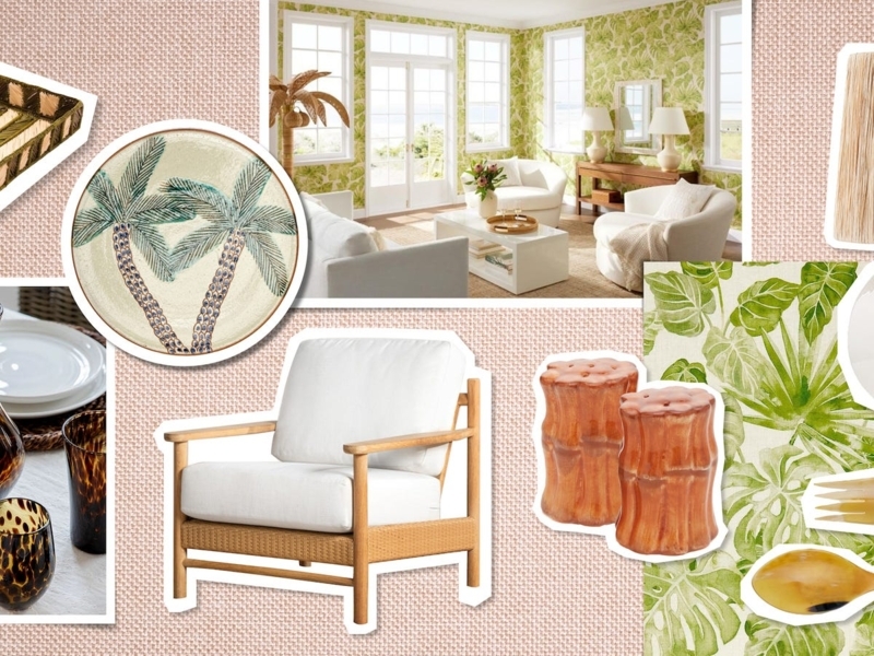 Tropical Island Furniture Collection with Palm Motifs and Bamboo Details