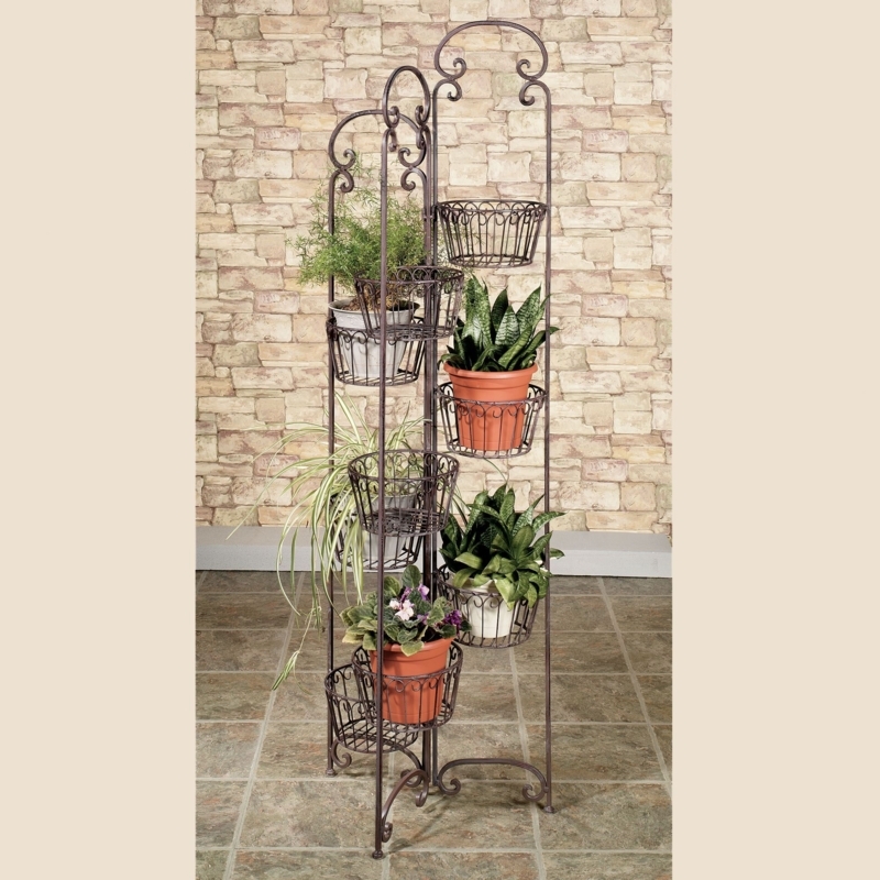 Tuscan Slate Plant Stand with Seven Basket Capacity and Arch Top