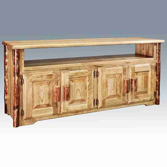 Tv Stand Bark On Log Accents Four Door Cabinet