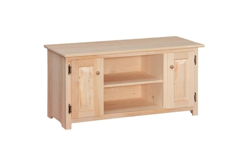 Tv Stand Compact Media Storage Raised Panel Doors Pine