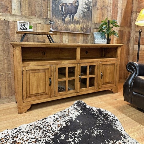 Tv Stand Glass Mullion Doors Distressed Western Farmhouse