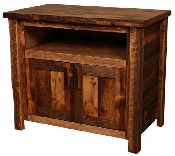 Tv Stand Weathered Texture Lodge Style Thick Timber Posts