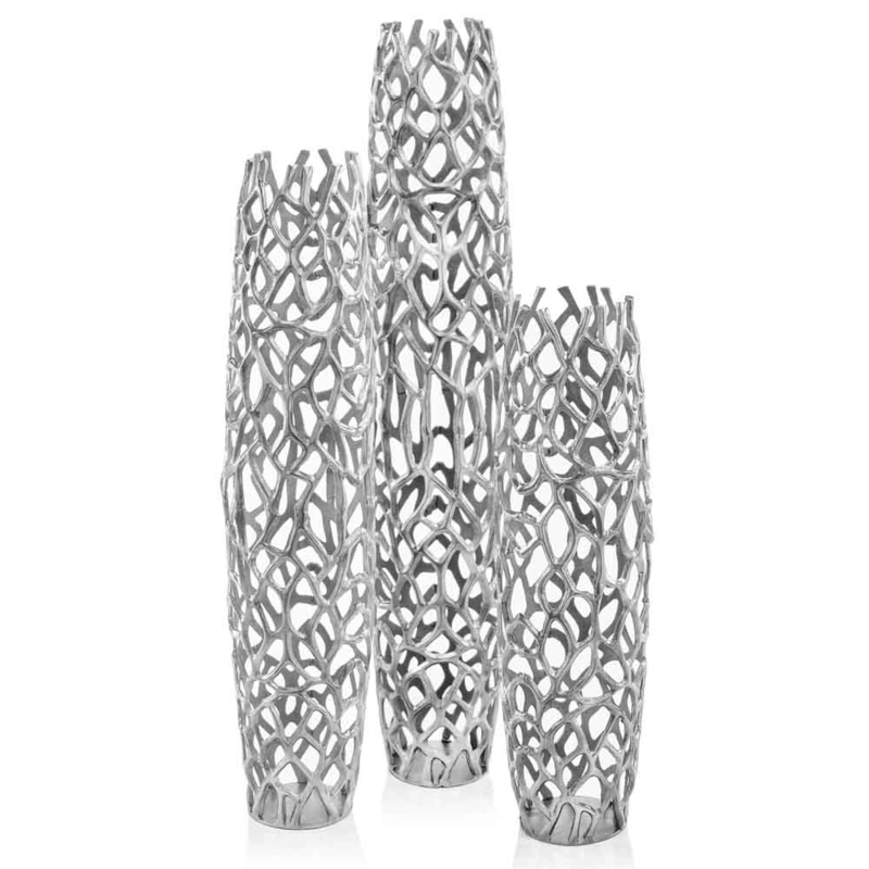 Twig Barrel Vase Set: Rough Finish Open Work Design