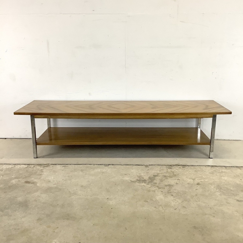 Two-Tier Coffee Table featuring Diamond Parquet Top and Square Legs