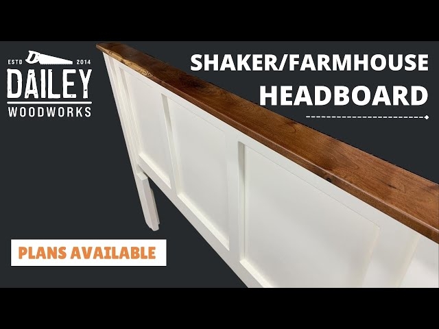 Two-Tone Farmhouse Headboard with Chunky Wood Top Rail