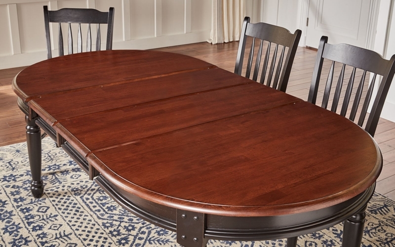 Two-Tone Farmhouse Table with Turned Legs and Unique Rivet Accents