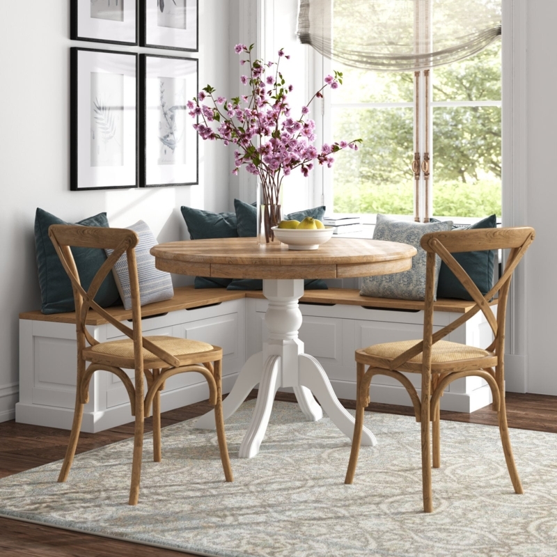 Two-Tone Kitchen Dining Set with Built-In Corner Bench Seating