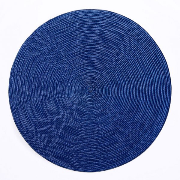 Two-Tone Spiral Placemat Woven Synthetic Round Modern Coastal