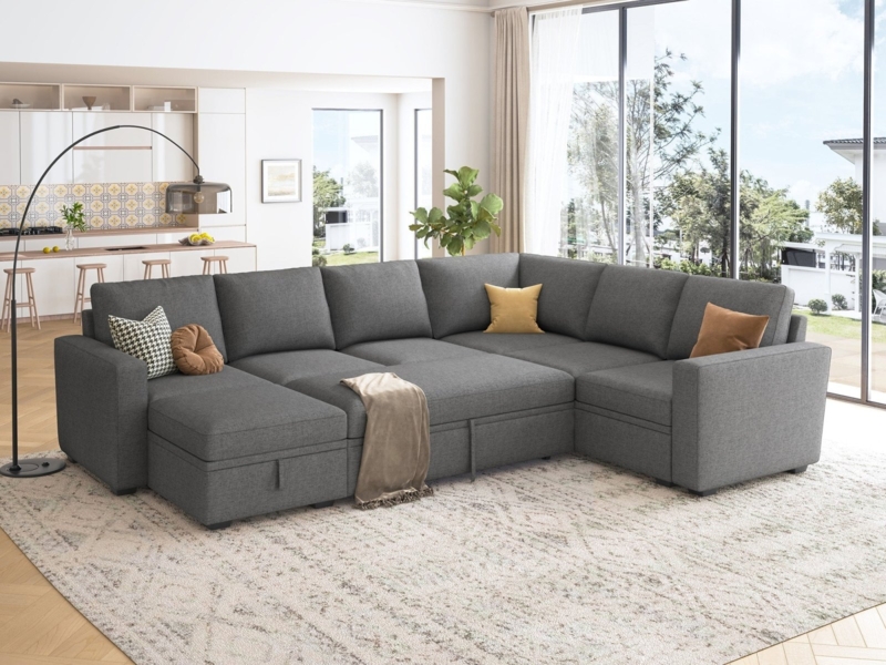 U-Shaped Modular Sleeper Sectional with Integrated Storage