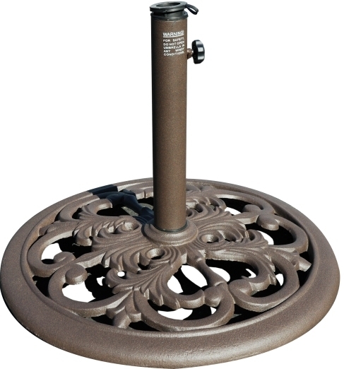 Umbrella Base Antique Bronze Cast Iron 30lb Open Design Scrollwork