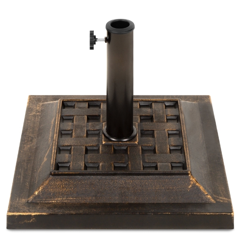 Umbrella Base Basketweave Pattern Antique Bronze Square Shape