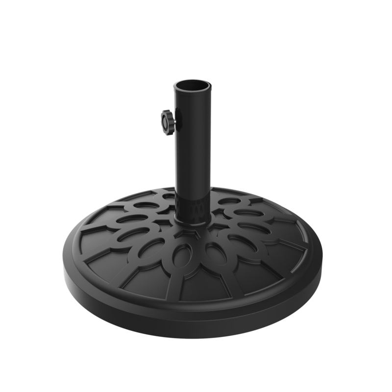 Umbrella Base Decorative Relief Pattern 19lbs Weighted Matte Black