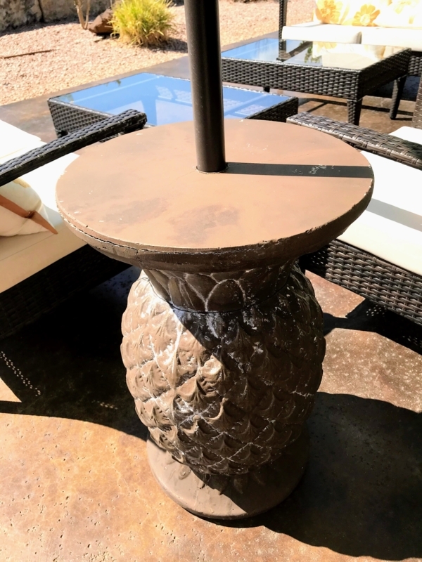 Umbrella Base Pineapple Shape Weathered Finish Sculptural Bronze