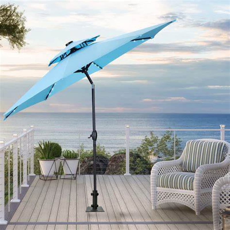 Umbrella Stand Deck Mounted Low Profile Integrated Lighting Solar