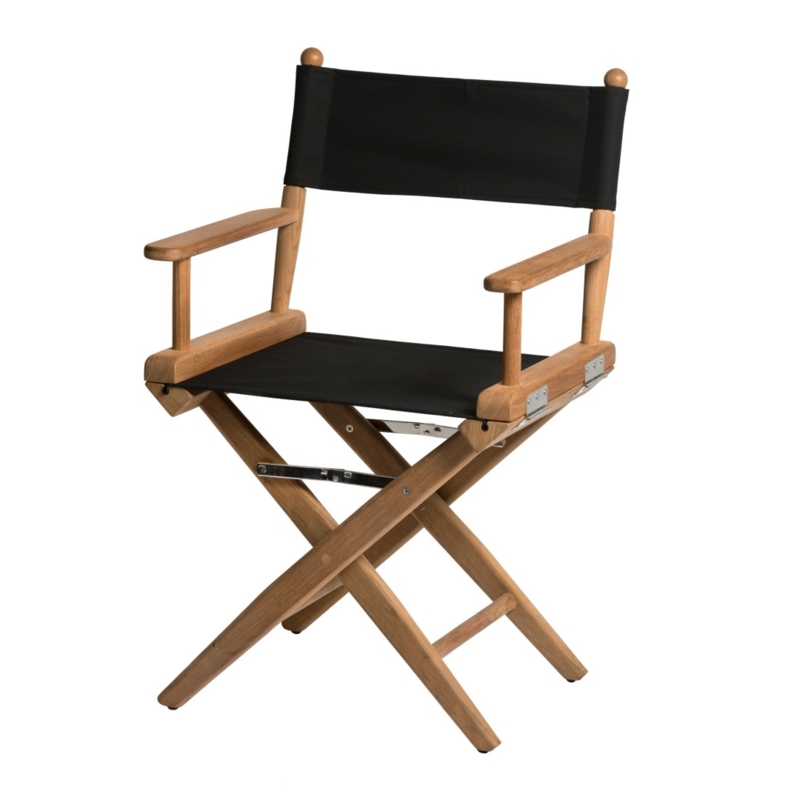Un-Oiled Wood Director's Chair with Black Canvas Sling and Finials