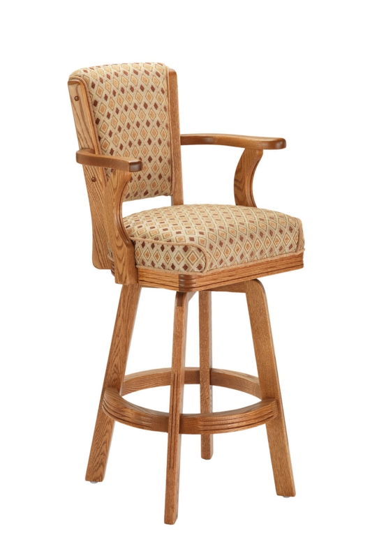 Upholstered Bar Stool with Diamond Pattern and Swivel Base