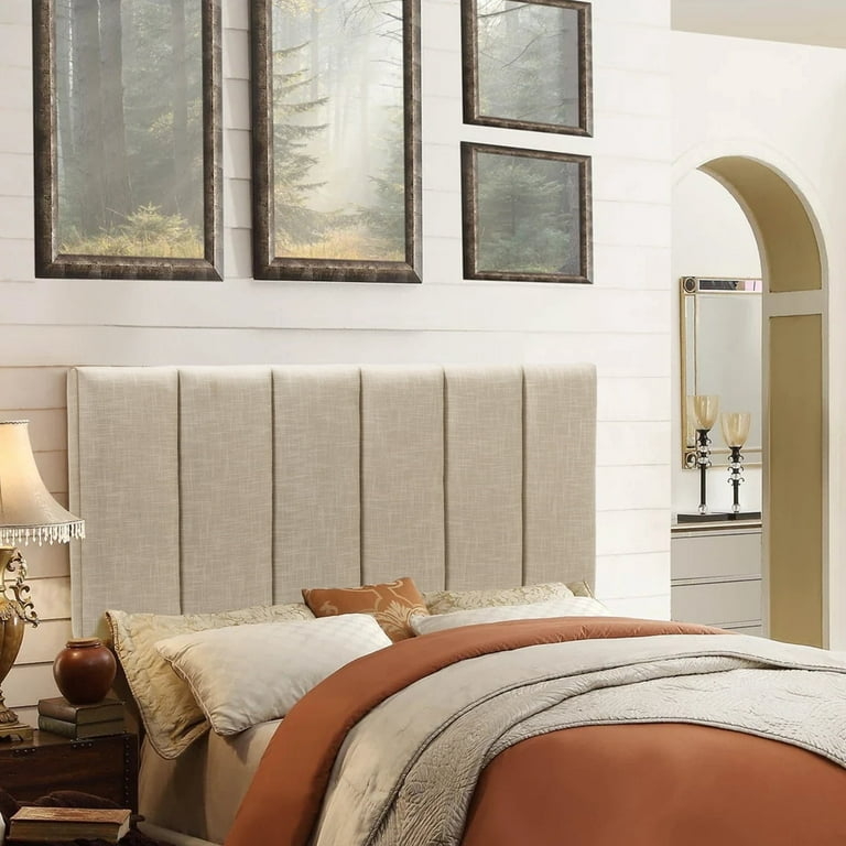 Upholstered Headboard with Adjustable Height and Vertical Channels