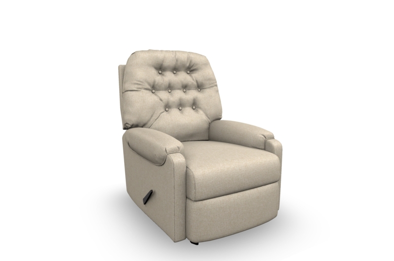 Upholstered Recliner: Warm Beige Oatmeal Fabric Button Tufted Back