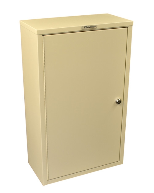 Utilitarian Wall Storage Cabinet in Warm Beige with Flat Key Lock
