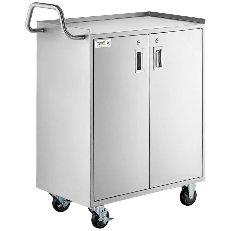 Utility Cart Enclosed Base Stainless Steel Locking Storage Cabinet