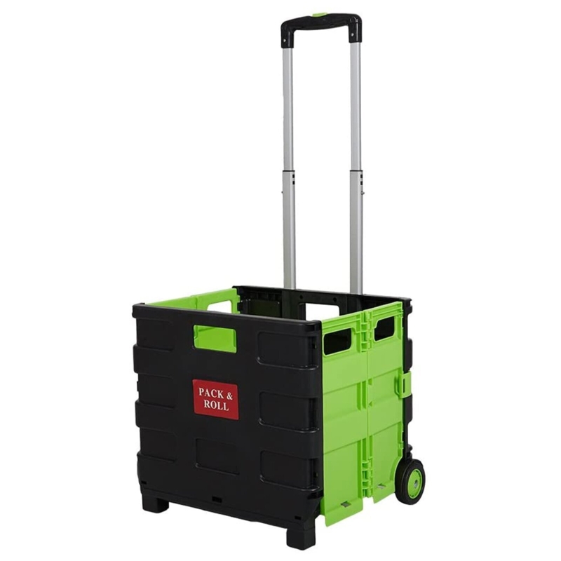 Utility Cart Matte Black Lime Green Accents Collapsible Sides