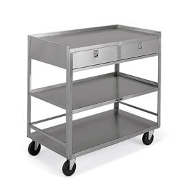 Utility Cart Mobile Base Stainless Steel Three Shelf Kitchen Trolley
