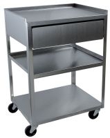 Utility Cart Open Frame Brushed Metal Industrial Drawer Trolley