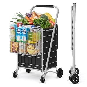 Utility Cart Silver Foldable Frame With Detachable Liner Bag