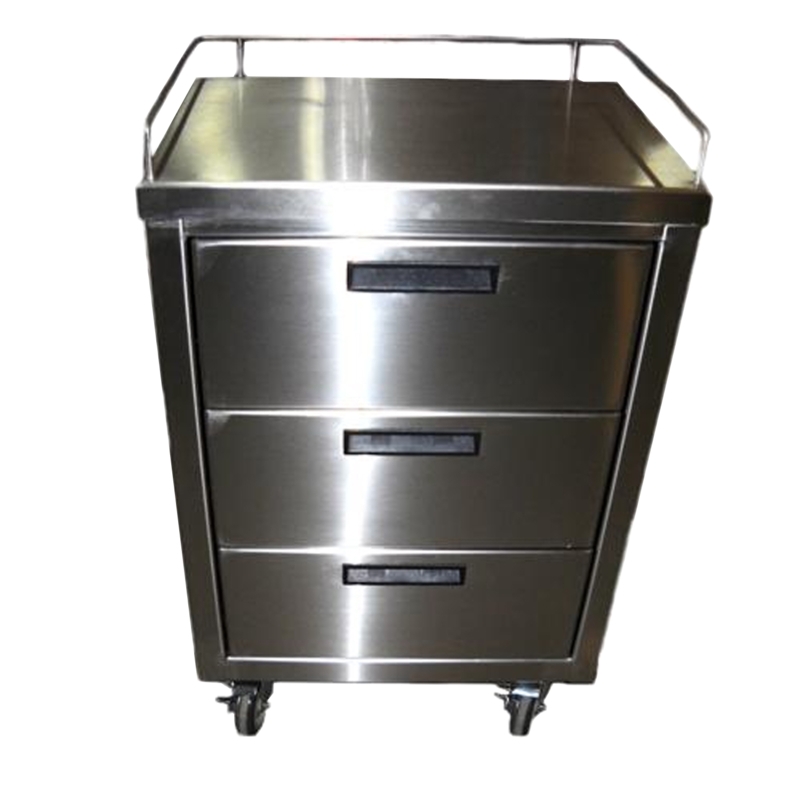 Utility Cart Three Drawers Stainless Steel Mobile Medical Storage