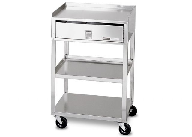 Utility Cart Three Sided Guardrail Stainless Steel Mobile Storage Stand
