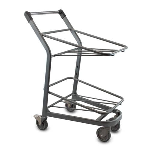 Utility Cart Two-Tier Industrial with Sloped Top Tier in Charcoal