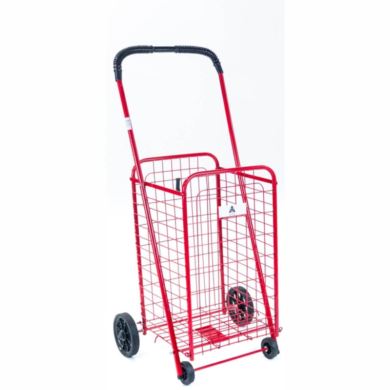 Utility Cart Vibrant Red Ergonomic Curved Push Handle