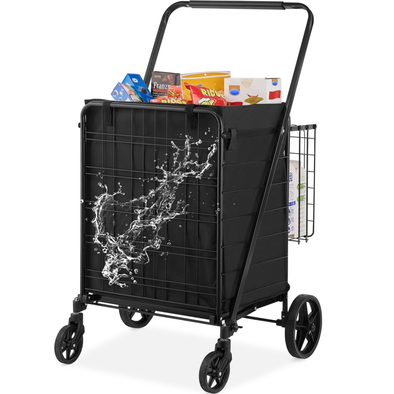 Utility Cart with Dense Mesh, Matte Black, Heavy Duty Jumbo Cart