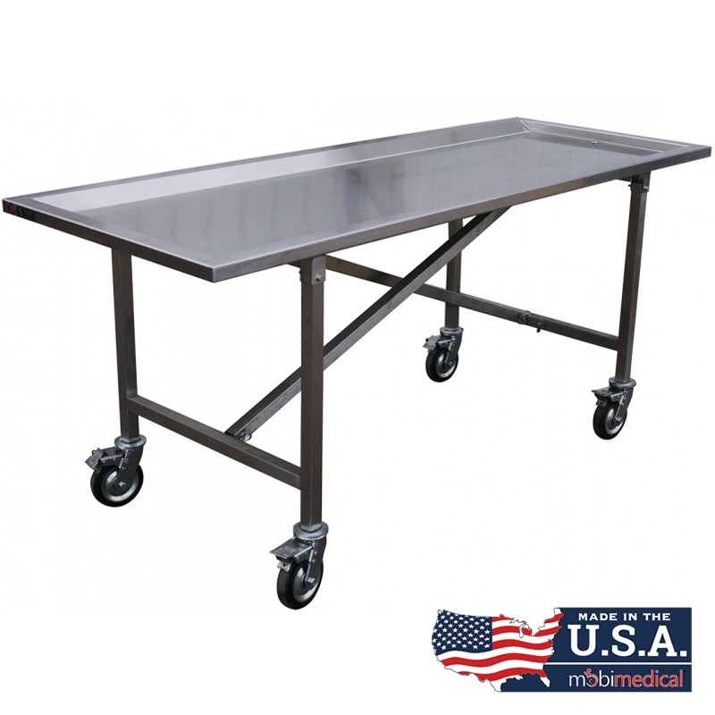 Utility Table Folding Stainless Steel Recessed Top Casters