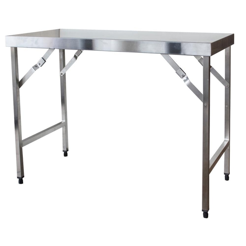 Utility Table Portable Stainless Steel Folding with Black Feet