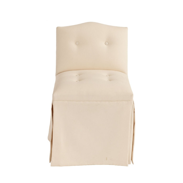 Vanity Stool: Traditional Cream, Camelback Top, Skirted Base, Tufted