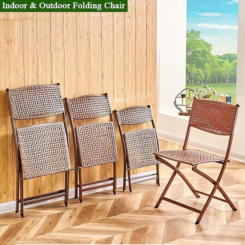 Variegated Tobacco Brown Folding Chair, Slim Profile