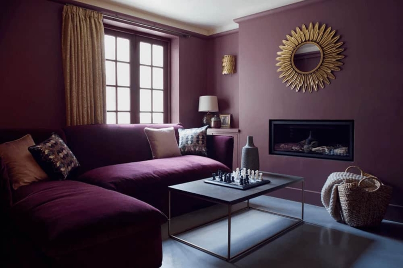 Velvet Sectional Sofa Styled for a Moody Maximalist Living Room