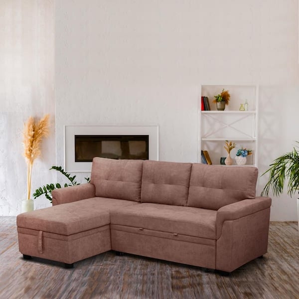 Velvet Sleeper Sectional with Reversible Storage Chaise