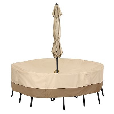 Veranda Style Furniture Protection Two Tone Beige Round Umbrella Hole