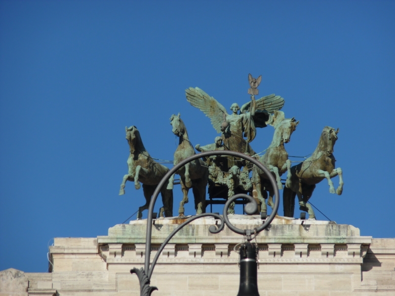 Verdigris Bronze Quadriga Architectural Sculpture on Pedestal
