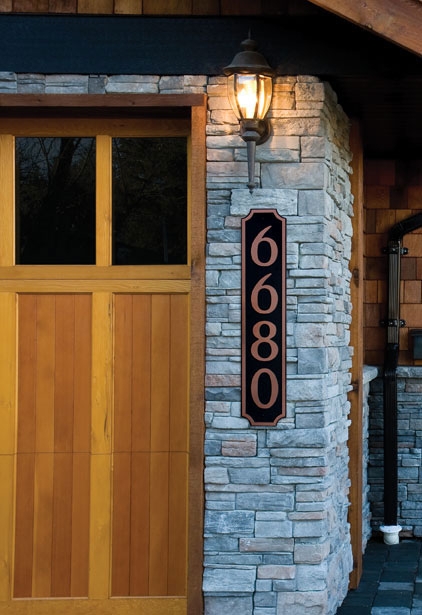 Vertical Address Plaque, Craftsman Style, Copper Finish, Scalloped Edges