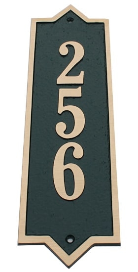 Vertical Address Plaque, Forest Green Pebbled Texture, Pointed Top