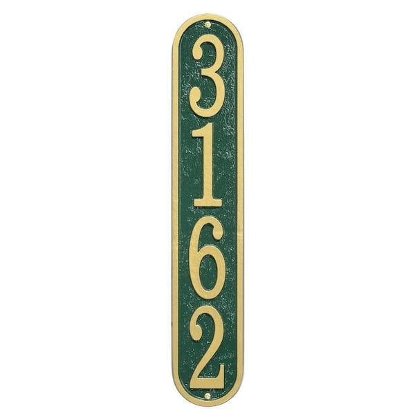 Vertical Address Plaque, Hammered Hunter Green Finish, Oval Shape