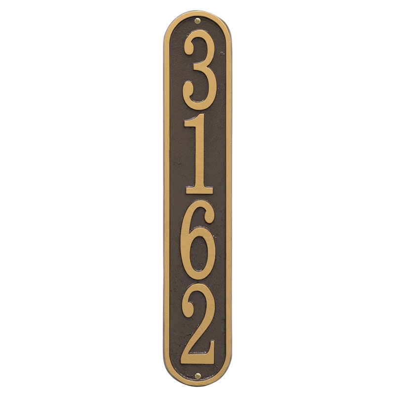 Vertical Address Plaque, Oil Rubbed Bronze, Rounded Pill Shape Design