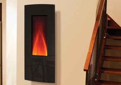 Vertical Convex Fireplace Narrow Wall Mount Contemporary Style