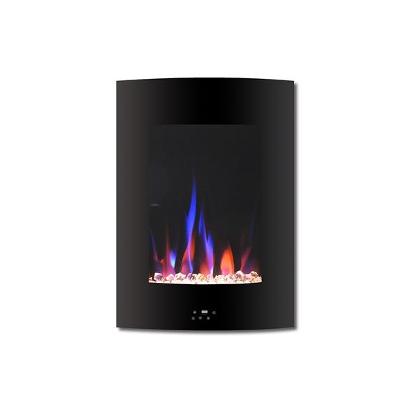 Vertical Curved Fireplace Crystal Ember Bed Multicolor Flames
